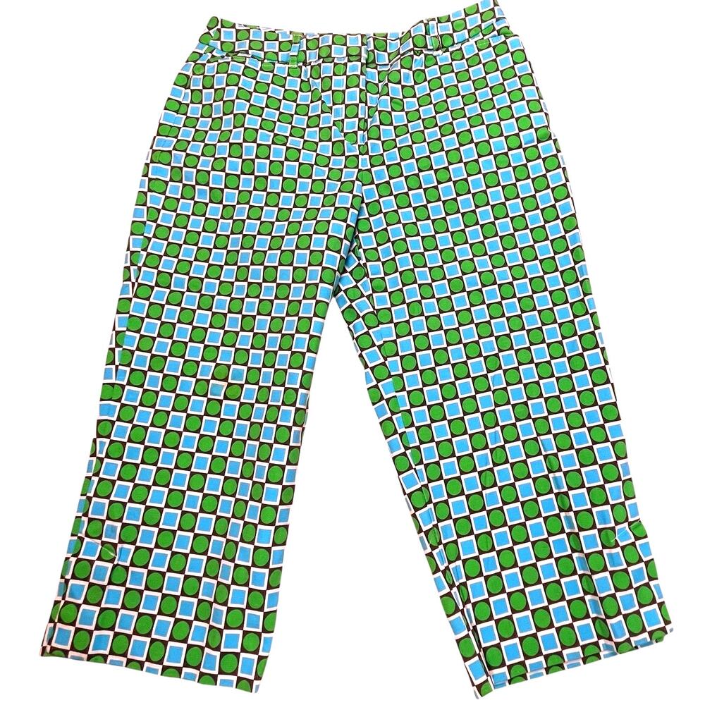 Talbots Petites Capri Green Turquoise Stretch Zipper Belt Loops Womens Size 8